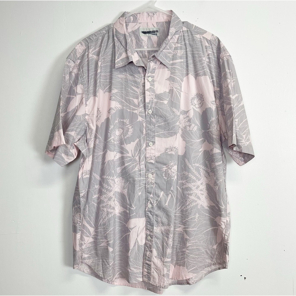 Coastaoro Shirt Mens XXL Pink Gray Short Sleeve Shirt Button Up NWOT NEW